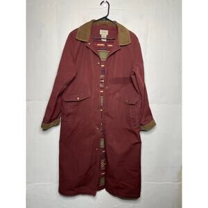 Vintage L.L Bean Long Chore Coat Aztec Burgundy Womens Medium Short Petite